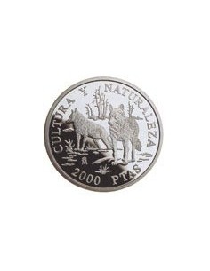 ESPAÑA 1996 LOBOS 2000 PESETAS PLATA