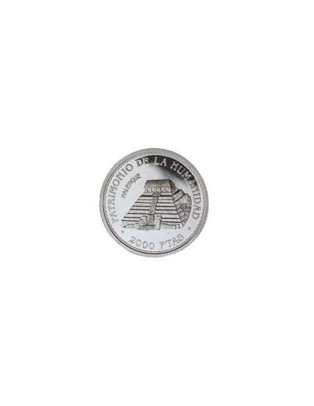 MONEDA ESPAÑA 1996 - PATRIMONIO MUNDIAL DE LA UNESCO I SERIE PALENQUE PLATA PROOF 2000 PESETAS - FNMT