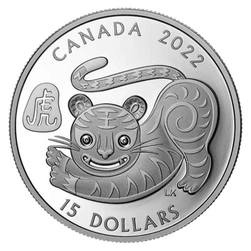 CANADA 2022 AÑO LUNAR: TIGRE 15 DÓLARES PLATA