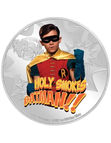 BATMAN ROBIN MONEDA PLATA CON COLOR PROOF NIUE 2020