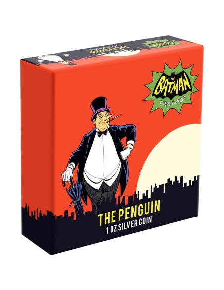 BATMAN PINGUINO MONEDA PLATA A COLOR NIUE 2020 PROOF