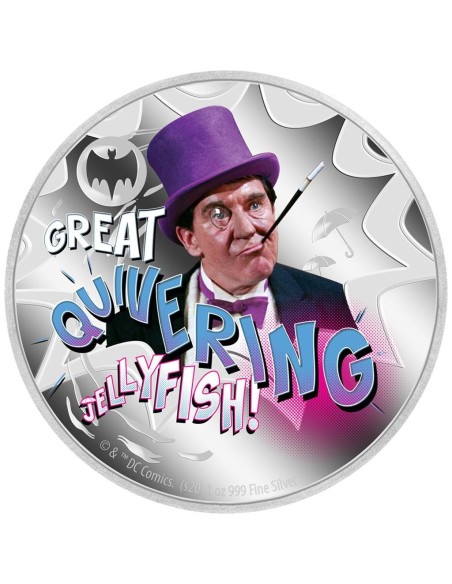 BATMAN PINGUINO MONEDA PLATA A COLOR NIUE 2020 PROOF