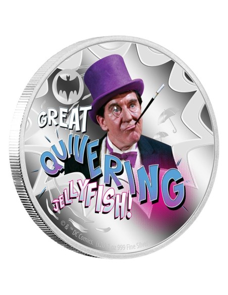 BATMAN PINGUINO MONEDA PLATA A COLOR NIUE 2020 PROOF