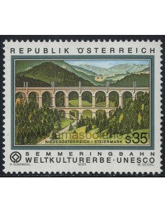 SELLOS DE AUSTRIA 2001 - VIADUCTO DE SEMMERING PATRIMONIO MUNDIAL UNESCO - 1 VALOR - CORREO