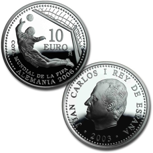 ESPAÑA 2003 MUNDIAL FÚTBOL ALEMANIA 10 EURO PLATA