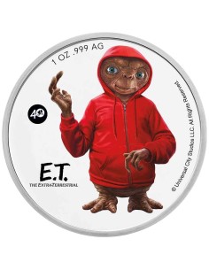 NIUE 2022 E.T - 40 ANIVERSARIO  A COLOR 2 DOLARES - Moneda 1 Onza Plata a color