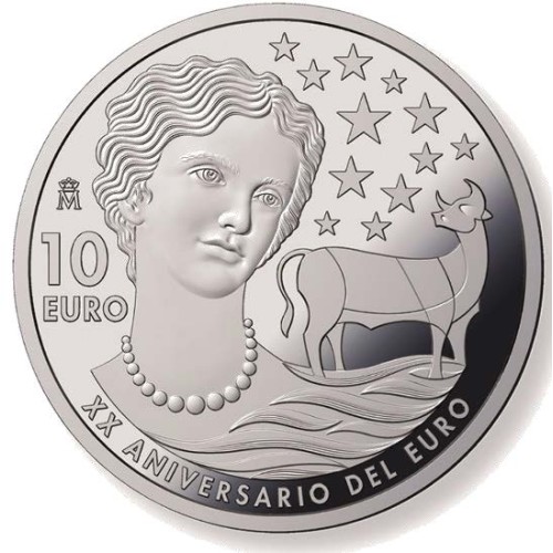 ESPAÑA 2022 20 ANIVERSARIO DEL EURO 10 EURO PROOF - Moneda de Plata