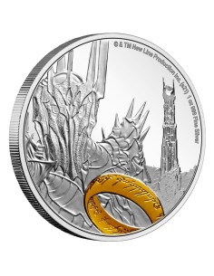 NIUE 2021 EL SEÑOR DE LOS ANILLOS SAURON PLATA CON ANILLO CON BAÑO DE ORO PROOF