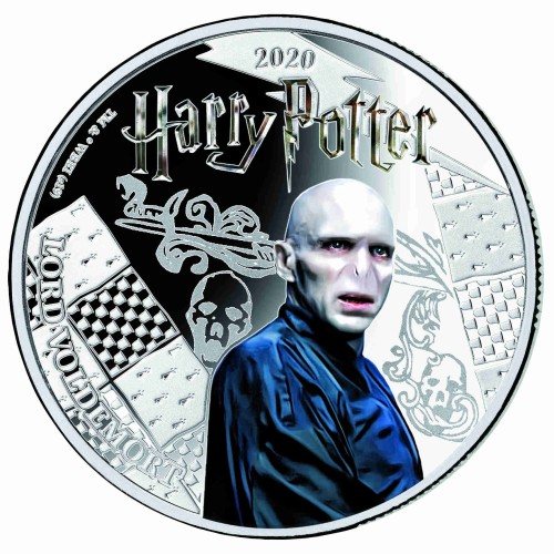 MONEDA HARRY POTTER LORD VOLDEMORT A COLOR 2020 SAMOA HALF DOLLAR SILVER PLATED PROOF LIKE
