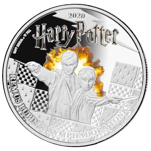 MONEDA HARRY POTTER A COLOR SAMOA 2020 REMUS LUPIN Y NYMPHADORA TONKS HALF DOLLAR SILVER PLATED PROOF LIKE