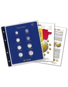 ÁLBUM MONEDAS EURO ANDORRA IMITACIÓN PIEL AZUL CON 3 HOJAS Y CAJETÍN