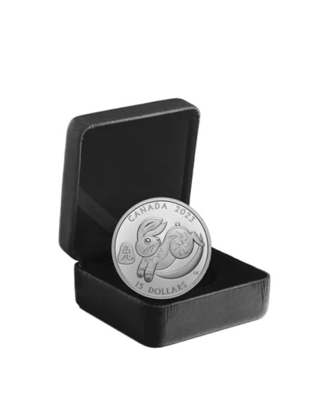CANADA 2023 AÑO LUNAR: CONEJO 15 DOLARES PROOF - Moneda 1 Onza Plata