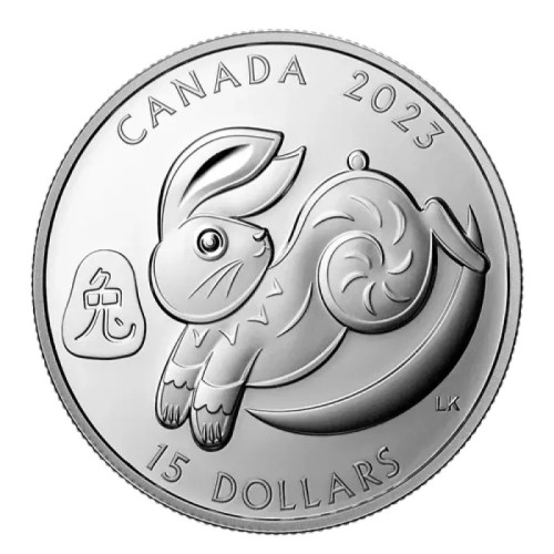 CANADA 2023 AÑO LUNAR: CONEJO 15 DOLARES PROOF - Moneda 1 Onza Plata