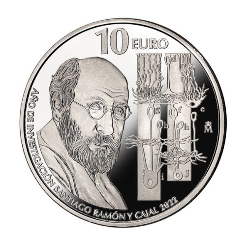 España 2022  Año de Investigación: Santiago Ramón y Cajal 10 Euro Proof Moneda Plata