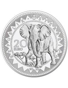 Africa: Serenidad del Elefante 2022 20 Euro Ag|Monedas|Lamasbolano.com 2