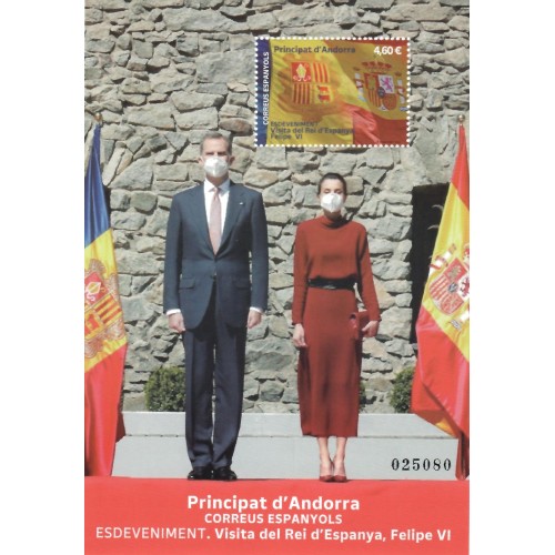 Andorra Española 2022 Visita Rey Felipe VI- Hojita bloque