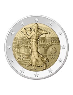 Francia 2023 Juegos Olímpicos París 2024 2 Euro 1/5  Coincard Verde 2