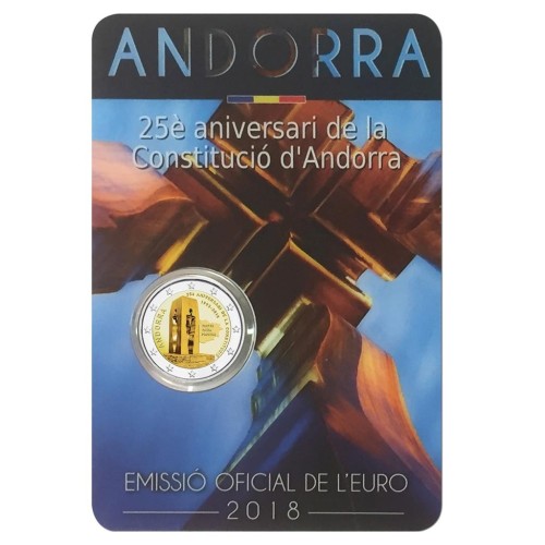 Andorra 2018 2 Euro 25 Aniversario Constitución de Andorra Coincard