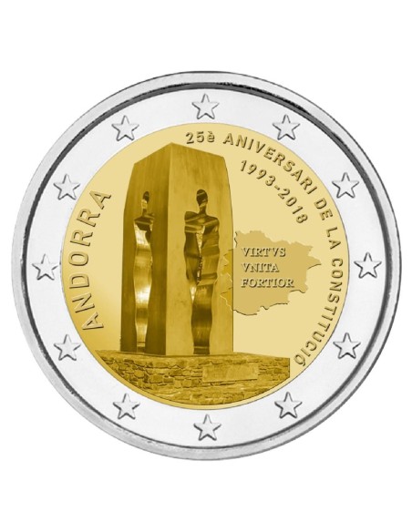 Andorra 2018 25 Aniversario Constitución 2 Euro Moneda