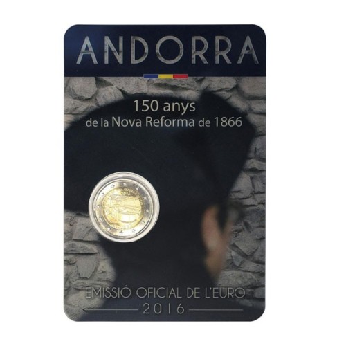 Andorra 2016  150 Aniversario 2 Euro Nueva Reforma de 1866 coincard