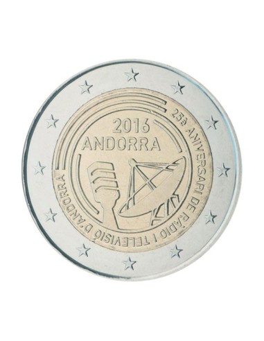 Andorra 2016 2 Euro 25 Aniversario Radio Televisión Coicard