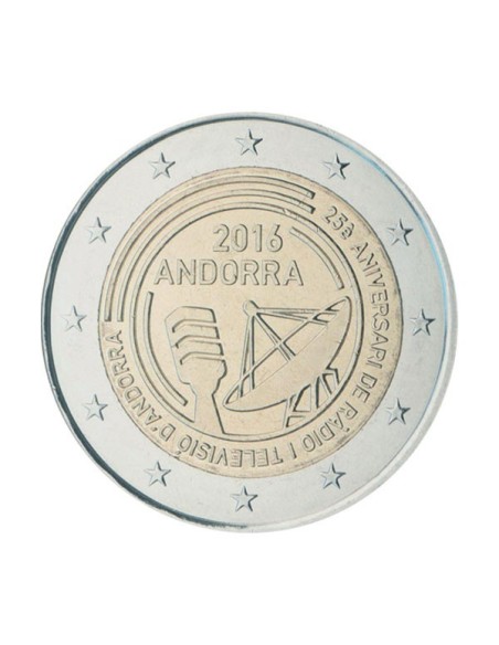 Andorra 2016 2 Euro 25 Aniversario Radio Televisión Coicard