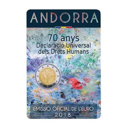 Andorra 2018 2 Euro Declaración derechos humanos coincard