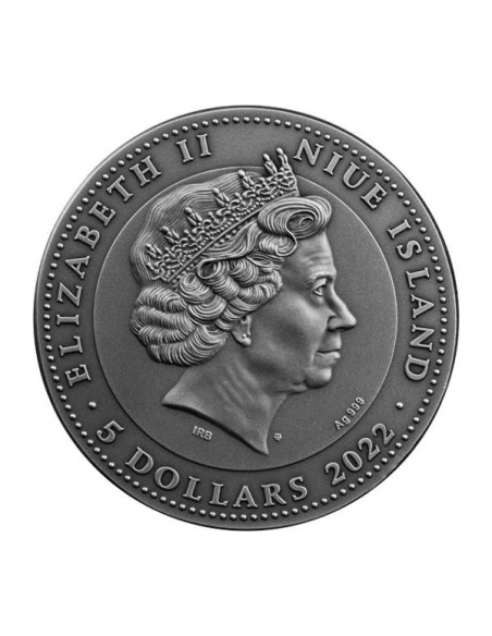 Niue 2022 Elefante Guerrero moneda 2 Onzas Plata reverso