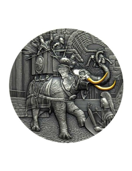 Niue 2022 Elefante Guerrero moneda 2 Onzas Plata