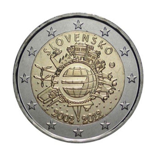 10 años del Euro Eslovaquia 2012 2 euro