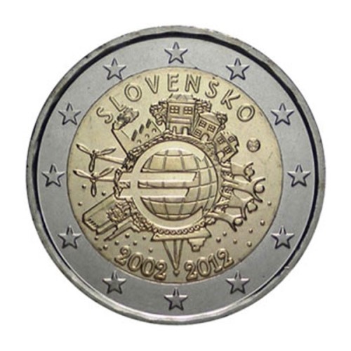 10 años circulación del euro Eslovenia 2012 2 euro