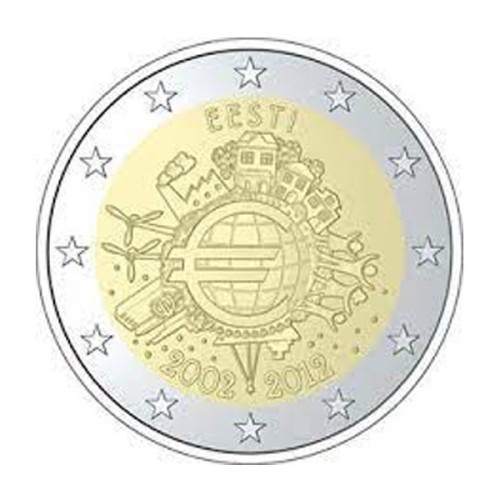 10 años circulación euro Estonia 2012 2 euro