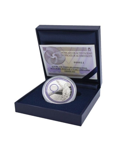 Moneda Clara Campoamor 10 euro plata 2022 españa estuche