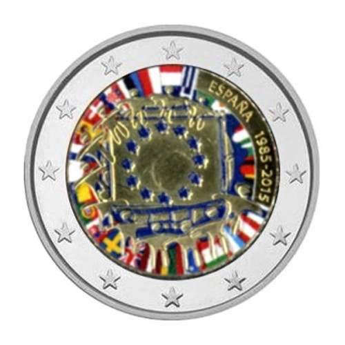 30 años bandera UE España 2015 2 euro color