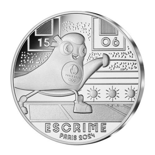Moneda Esgrima 2023 Francia Juegos Olímpicos 10 Euro Plata