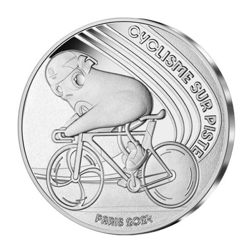 Moneda Ciclismo en Pista 2023 Francia Juegos Olímpicos 10 Euro Plata