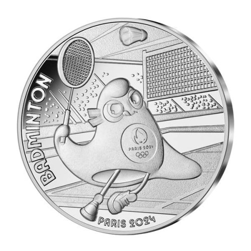 Moneda Badminton 2023 Francia Juegos Olímpicos 10 Euro Plata