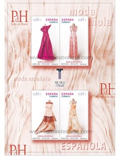 SELLOS ESPAÑA 2012 - MODA ESPAÑOLA. PEDRO DEL HIERRO - 4 VALORES - HOJITA BLOQUE