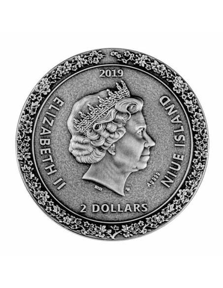 Moneda Geisha 2019 Niue 2 Onzas Plata reverso