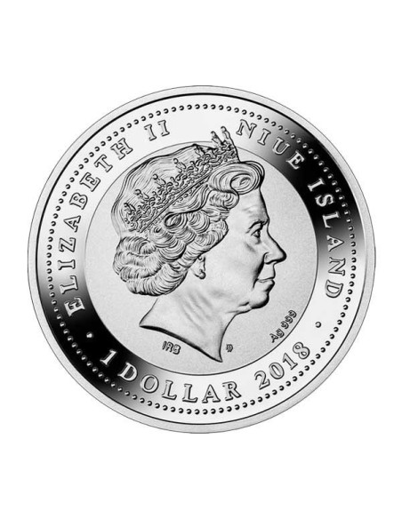 Moneda Niue 2018 Año del Perro Plata Reverso