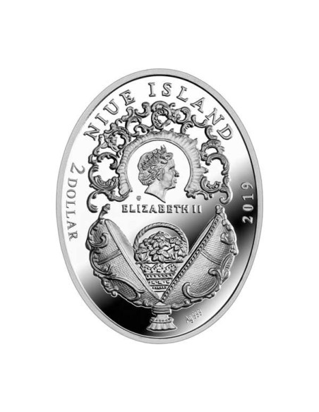 Moneda Plata 2019 Huevo Fabergé 2 dólares reverso
