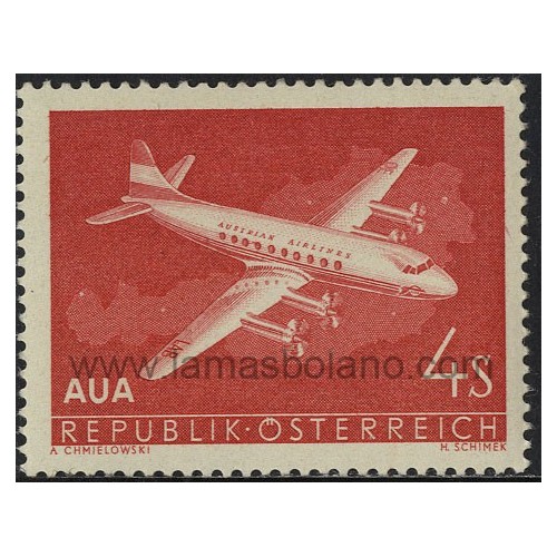 SELLOS DE AUSTRIA 1958 - AUSTRIAN AIRLANES INAUGURACION DE LA COMPAÑIA AEREA - 1 VALOR - AEREO