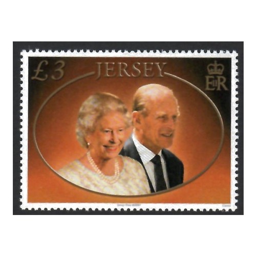 60º Aniversario Matrimonio Reina Isabel II Sello correo Jersey 2007