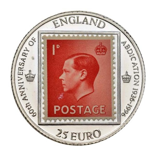 Moneda Plata Inglaterra 1996 Abdicación Eduardo VIII