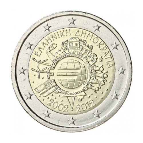 10 años circulación del Euro 2 Euro Grecia 2012
