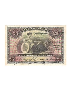 Billete España 25 Pesetas 1907 Alegoría