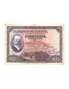 Billete España 50 Pesetas 1927 Alfonso XIII Resello República