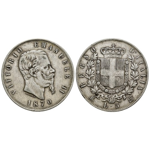 Moneda 5 Liras Plata Victor Manuel Italia