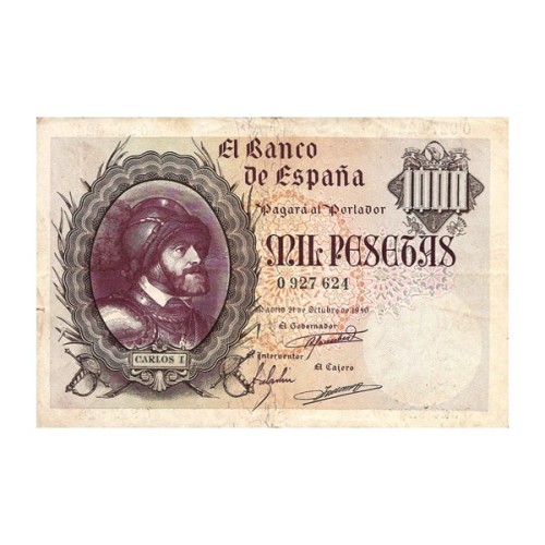 Billete España 1000 Pesetas 1940 Carlos I de España