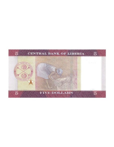 Billete Liberia 2017 5 Dólares